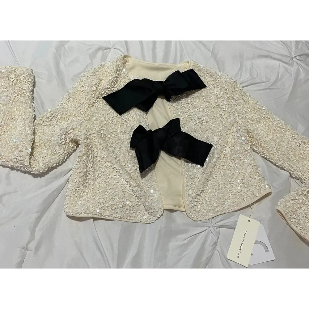 Commense Sequin Long Sleeve‎ Jacket With Bow Decoration size XS/2